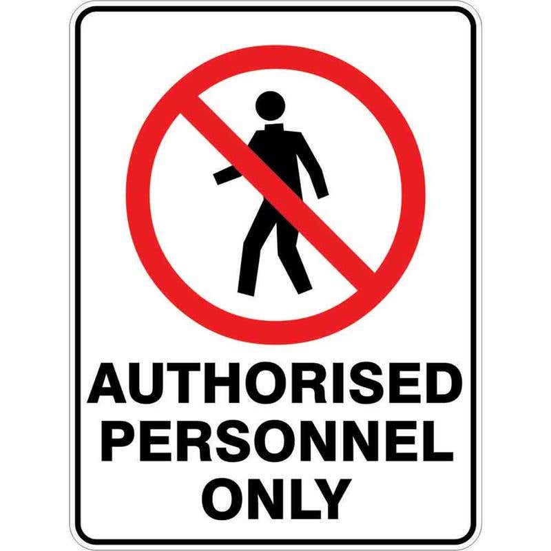 Sign AUTHORISED PERSONNEL ONLY 300 x 225mm Fluted 60036761 PAPON3022F