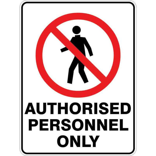 Sign AUTHORISED PERSONNEL ONLY 300 x 225mm Fluted 60036761 PAPON3022F