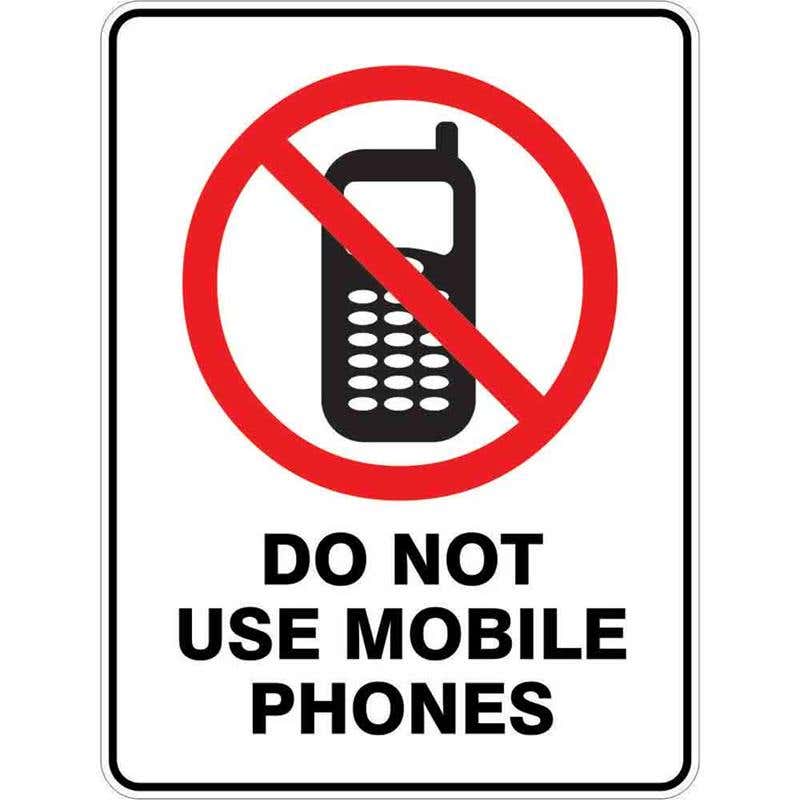 Sign DO NOT USE MOBILE PHONES 300 x 225mm Fluted 60036807 PDNUM3022F