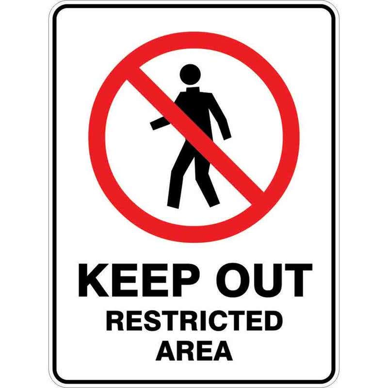 Sign KEEP OUT RESTRICTED AREA 300 x 225mm Fluted 60036835 PKORA3022F