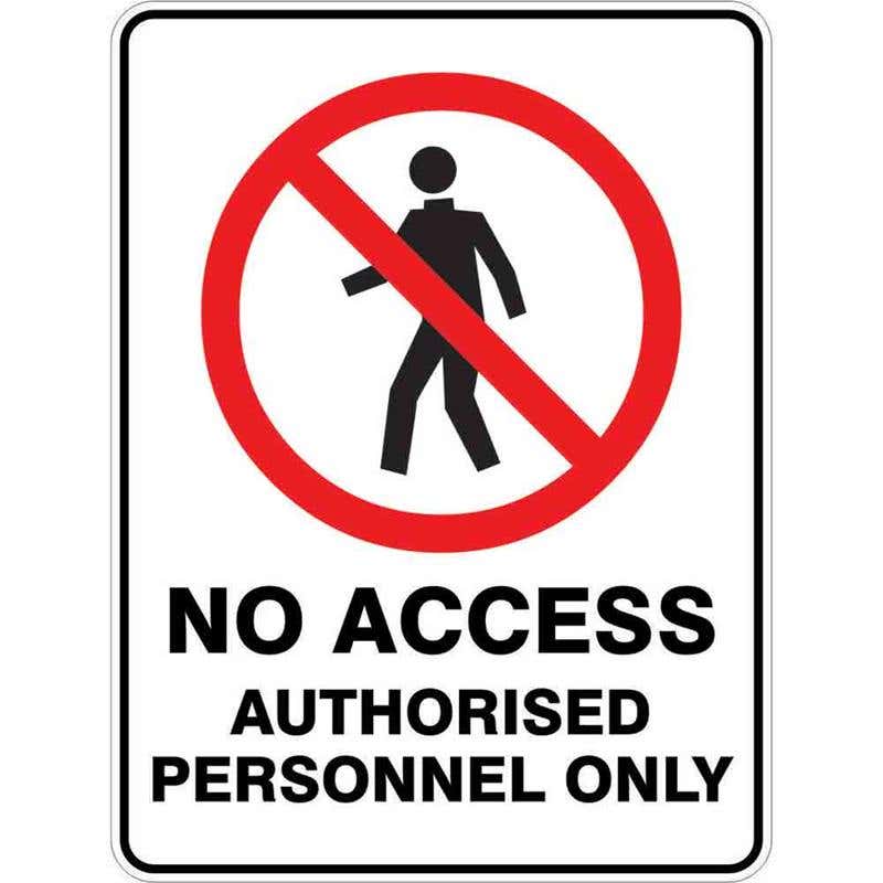 Sign NO ACCESS AUTHORISED PERSONNEL ONLY 300 x 225mm Fluted 60036876 PNAAP3022F