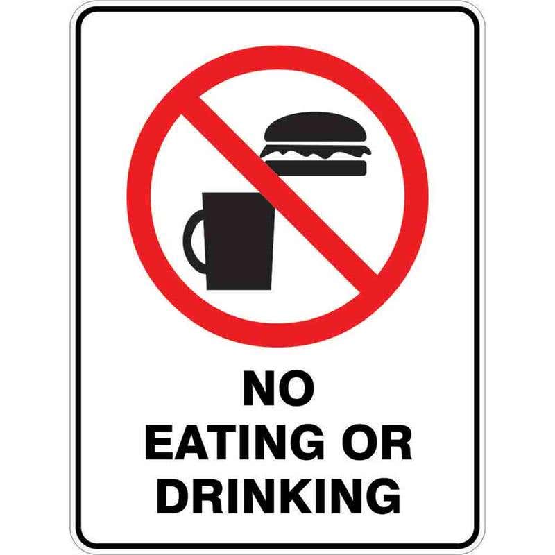 Sign NO EATING OR DRINKING 300 x 225mm Fluted 60036897 PNEOD3022F