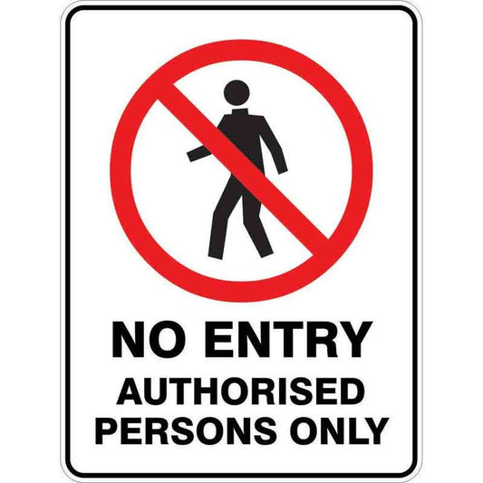 Sign NO ENTRY AUTHORISED PERSONNEL ONLY 300 x 225mm Fluted 60036916 PNEAP3022F