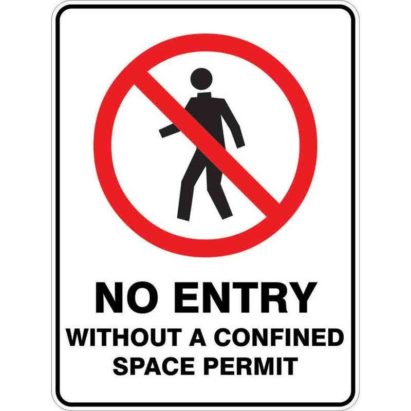 Sign NO ENTRY WITHOUT CONFINED SPACE PERMIT 300 x 225mm Fluted 60036923 PNEWA3022F