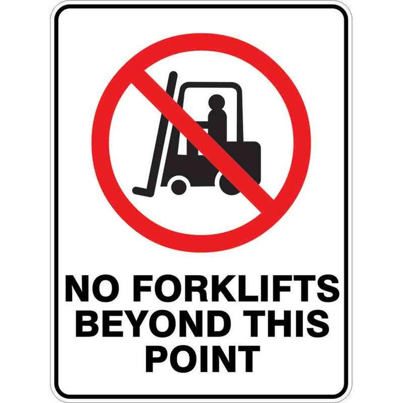 Sign NO FORKLIFTS BEYOND THIS POINT 300 x 225mm Fluted 60036940 PNFBT3022F