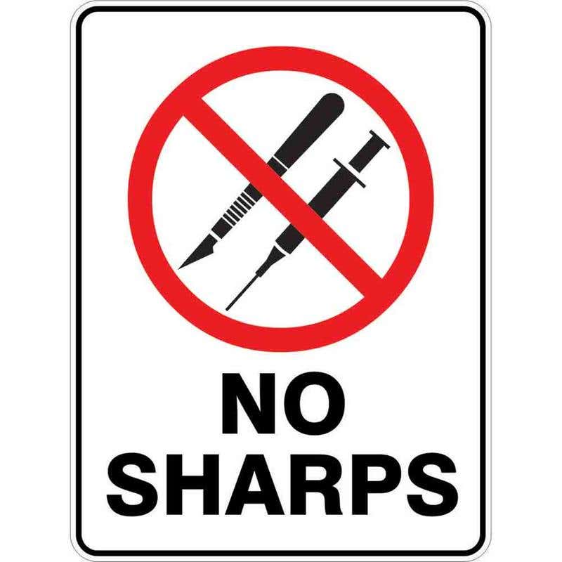 Sign NO SHARPS 300 x 225mm Fluted 60036953 PNSHA3022F