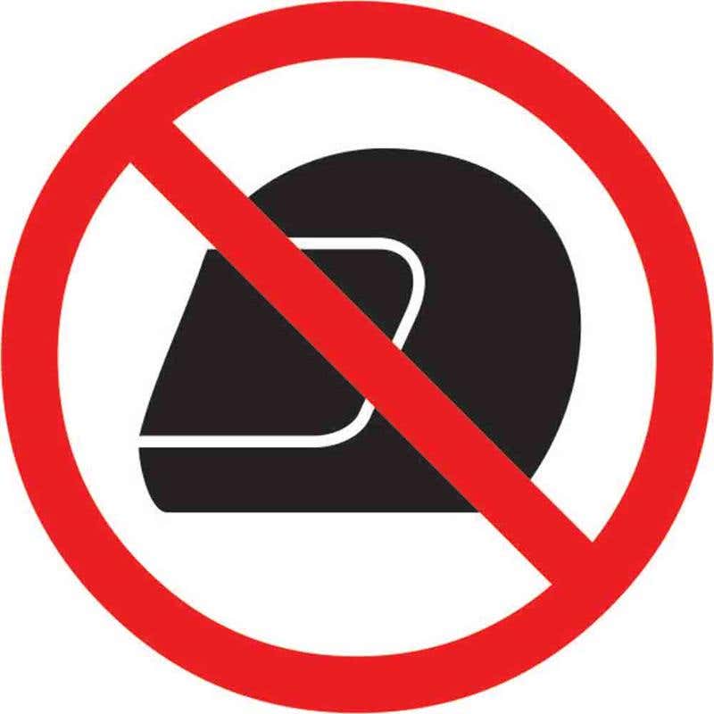 Pictogram Prohibition Motorcycle Helmet 100mm 60037039 PPMHMN100DS