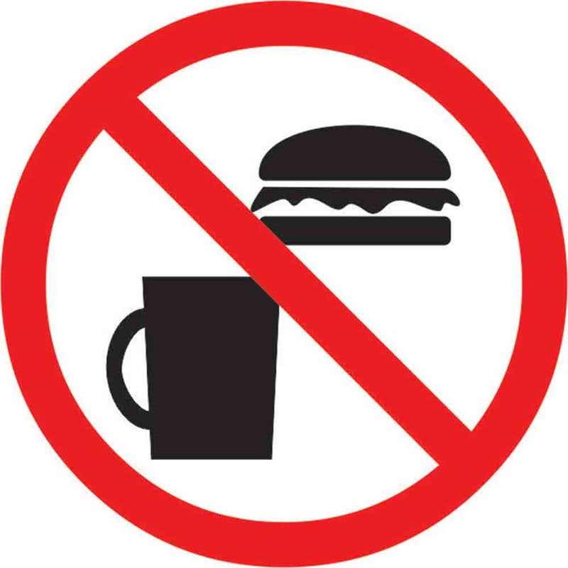 Pictogram NO EATING OR DRINKING 100mm 60037042 PPNEOD100DS