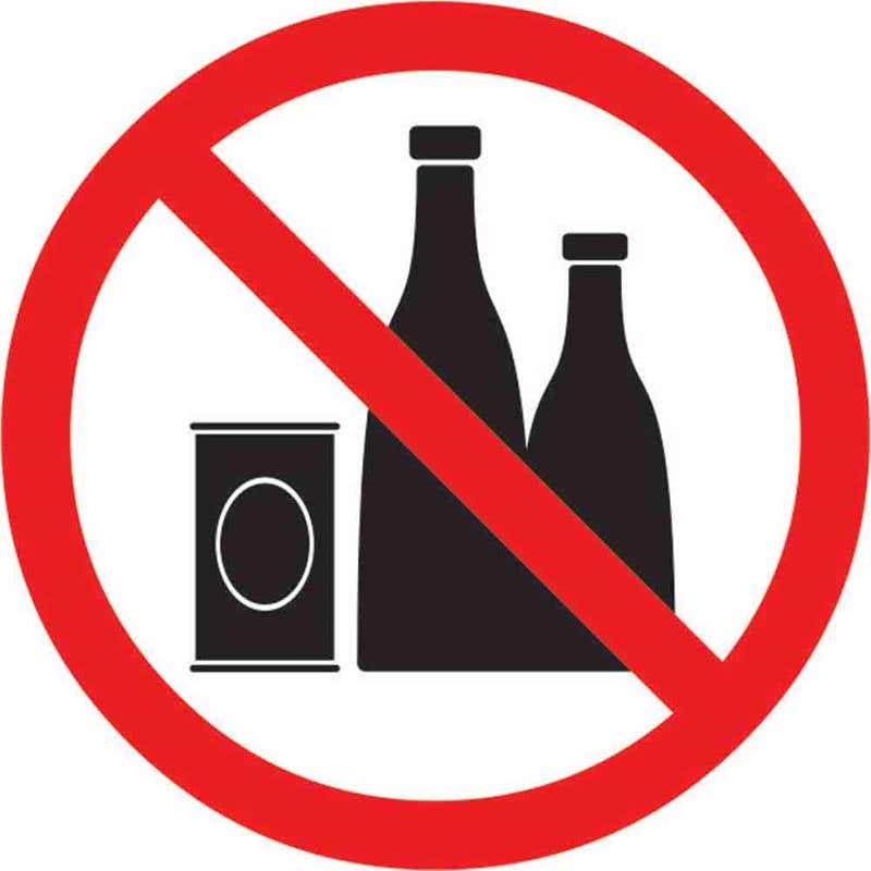 Pictogram Alcohol Not Permitted On This 100mm 60037045 PPANPO100DS