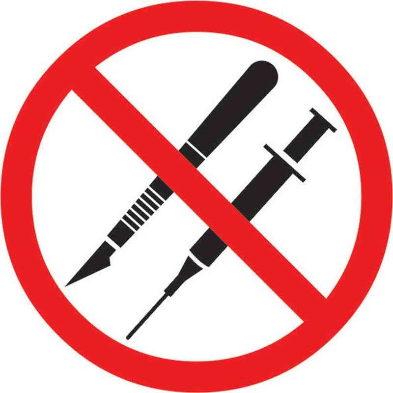 Pictogram NO SHARPS 100mm 60037063 PPNSHA100DS