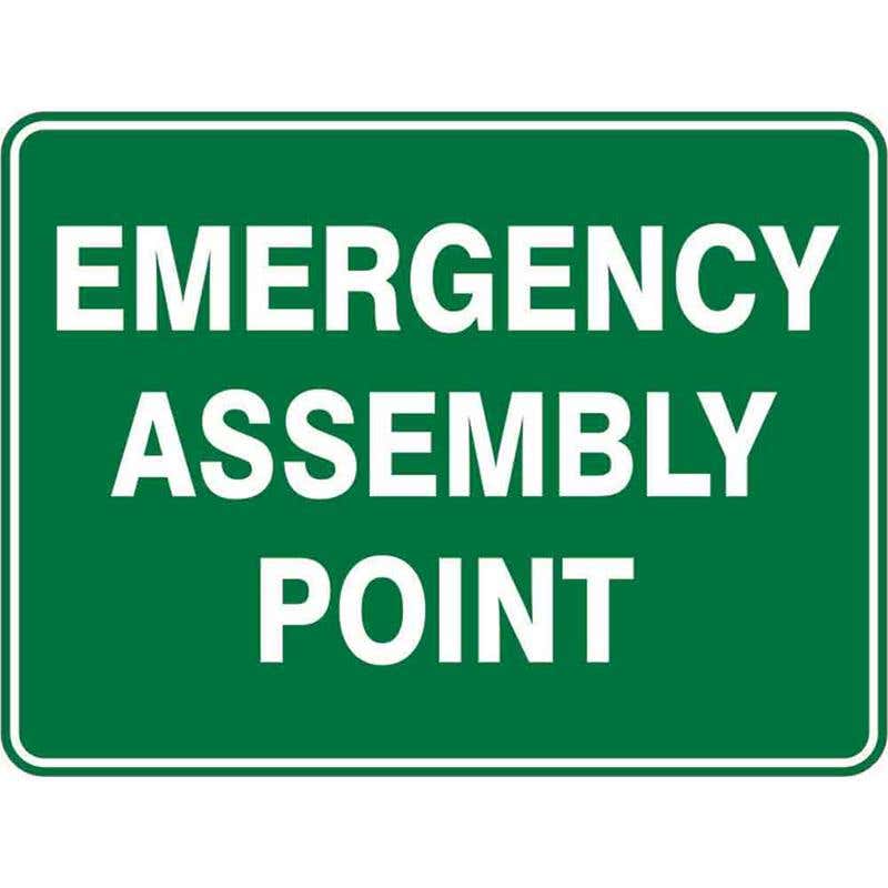 Sign EMERGENCY ASSEMBLY POINT 300 x 225mm Fluted 60037093 EEAPO3022F