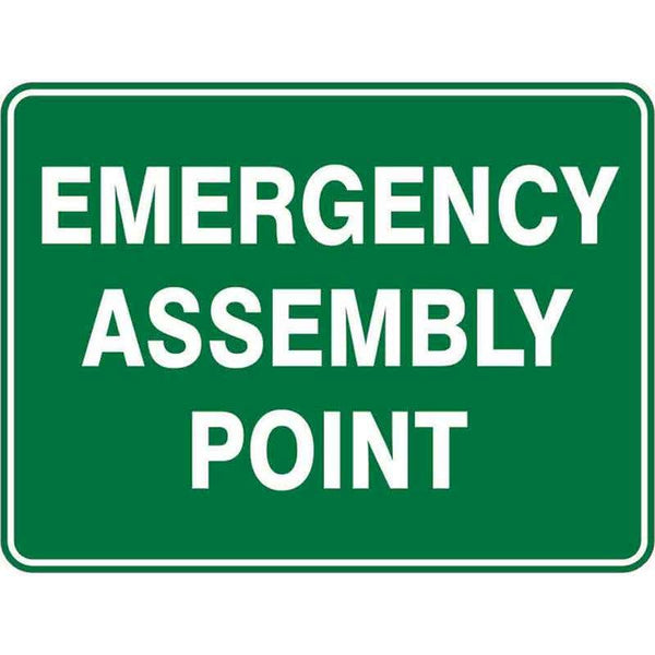 Sign EMERGENCY ASSEMBLY POINT 450 x 300mm Metal 60037100 – ATOM