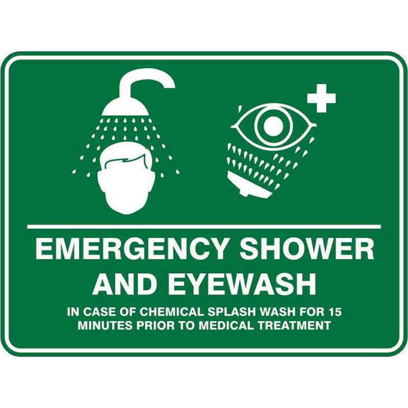 Sign EMERGENCY SHOWER AND EYE WASH 300 x 225mm Fluted 60037119 EESAE3022F