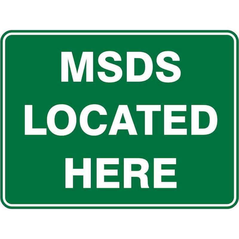 Sign MSDS LOCATED HERE 300 x 225mm Fluted 60037163 EMSDS3022F