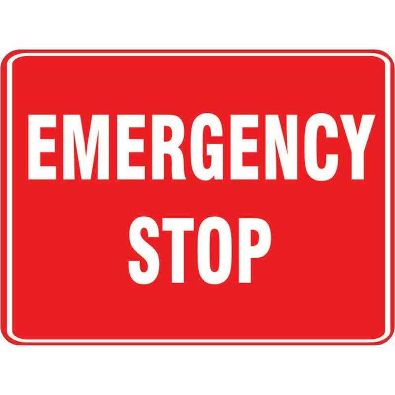 Sign EMERGENCY STOP 300 x 225mm Fluted 60037247 EESTO3022F