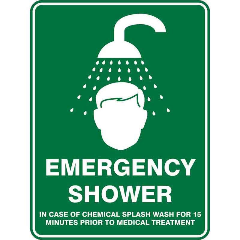 Sign EMERGENCY SHOWER 300 x 225mm Fluted 60037282 EEMSH3022F