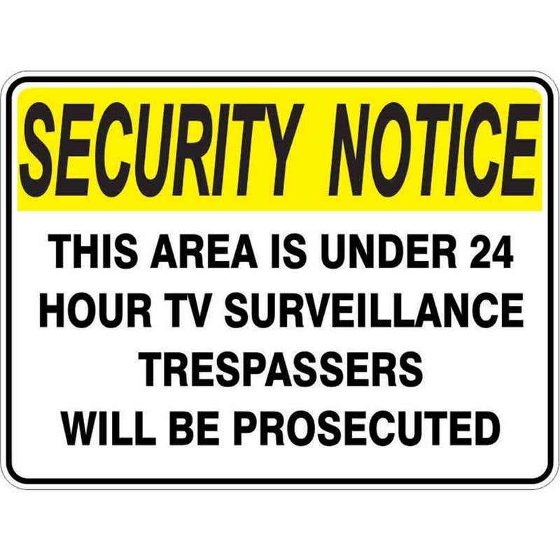 Sign SECURITY NOTICE AREA UNDER 24HR TV SURVEILLANCE TRE.. 300x225mm Fluted 60037465 STAIU3022F