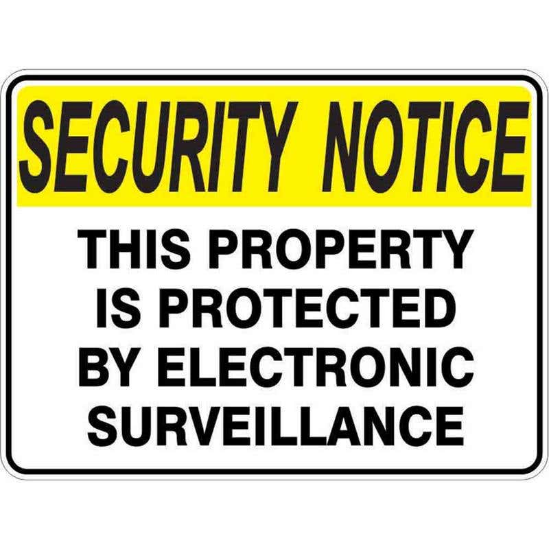 Sign SECURITY NOTICE PROPERTY PROTECTED BY ELECTRIC SURV.. 300x225mm Flute 60037506 STPIP3022F