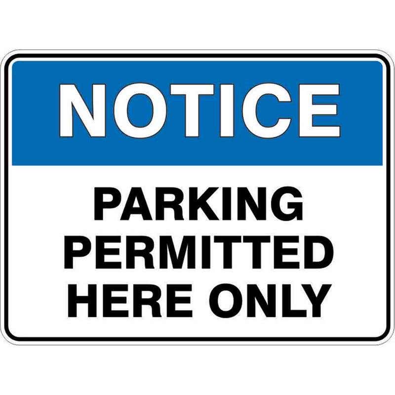 Sign NOTICE PARKING PERMITTED HERE ONLY 300 x 225mm Fluted 60037677 NPPHO3022F
