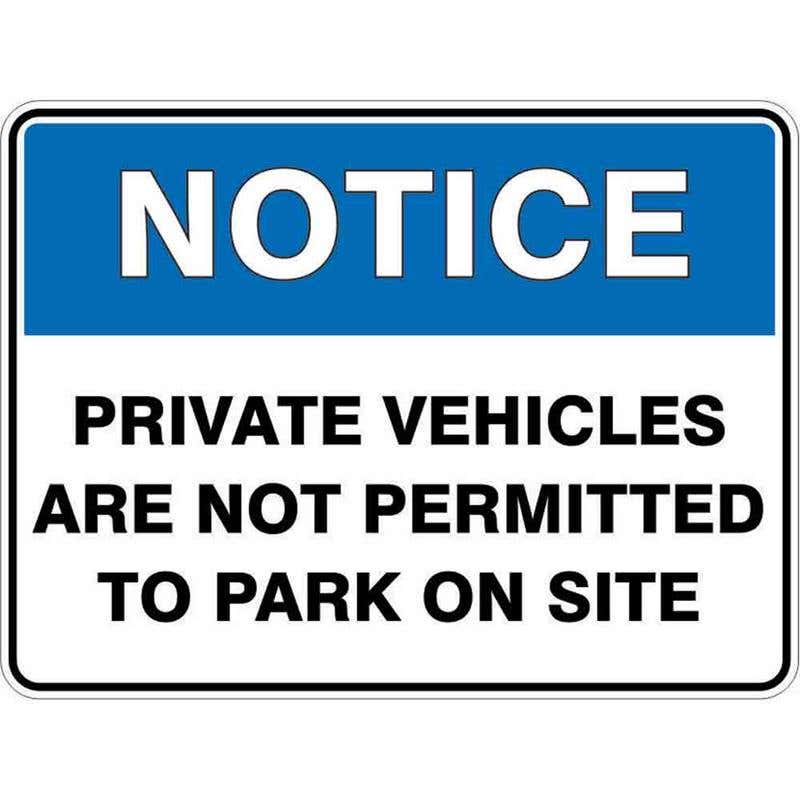 Sign NOTICE PRIVATE VEHICLES NOT PERMITTED TO PARK ONS 300 x 225mm Fluted 60037718 NPVAN3022F