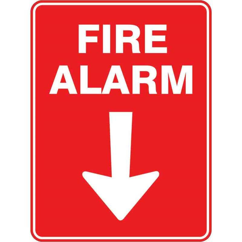 Sign FIRE ALARM + Arrow 300 x 225mm Fluted 60037752 FFALA3022F