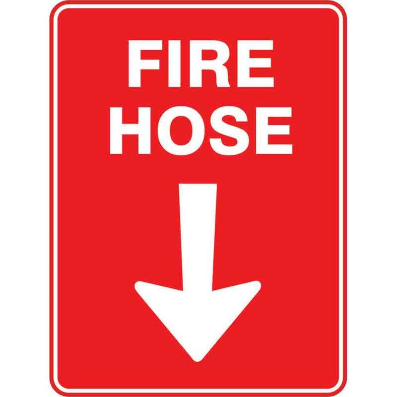 Sign FIRE HOSE + Arrow 300 x 225mm Fluted 60037852 FFHOA3022F