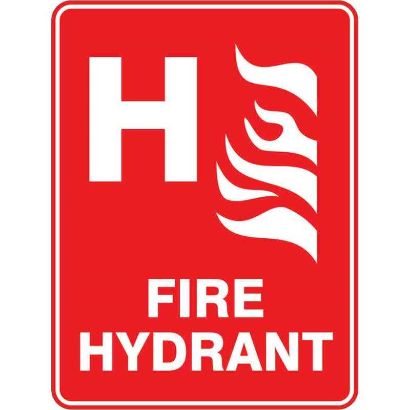 Sign FIRE HYDRANT + Flames 300 x 225mm Fluted 60037888 FFHYH3022F