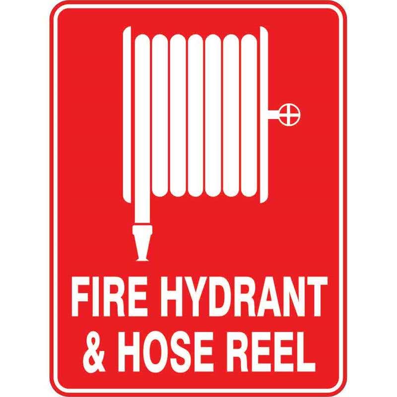 Sign FIRE HYDRANT AND HOSE REEL 300 x 225mm Fluted 60037901 FFHHR3022F