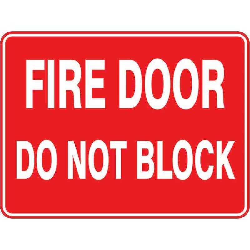 Sign FIRE DOOR DO NOT BLOCK 300 x 225mm Fluted 60037984 FFDDB3022F
