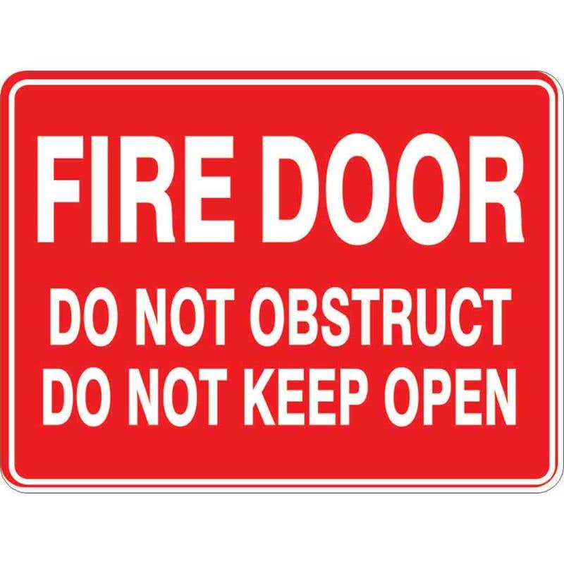 Sign FIRE DOOR DO NOT OBSTRUCT DO NOT KEEP OPEN 300 x 225mm Fluted 60037998 FFDDO3022F