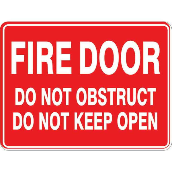 Sign FIRE DOOR DO NOT OBSTRUCT DO NOT KEEP OPEN 300 x 225mm Fluted – ATOM