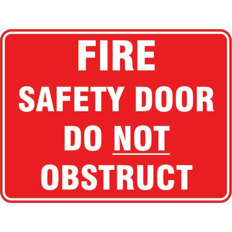 Sign FIRE SAFETY DOOR DO NOT OBSTRUCT 300 x 225mm Fluted 60038053 FFSDD3022F