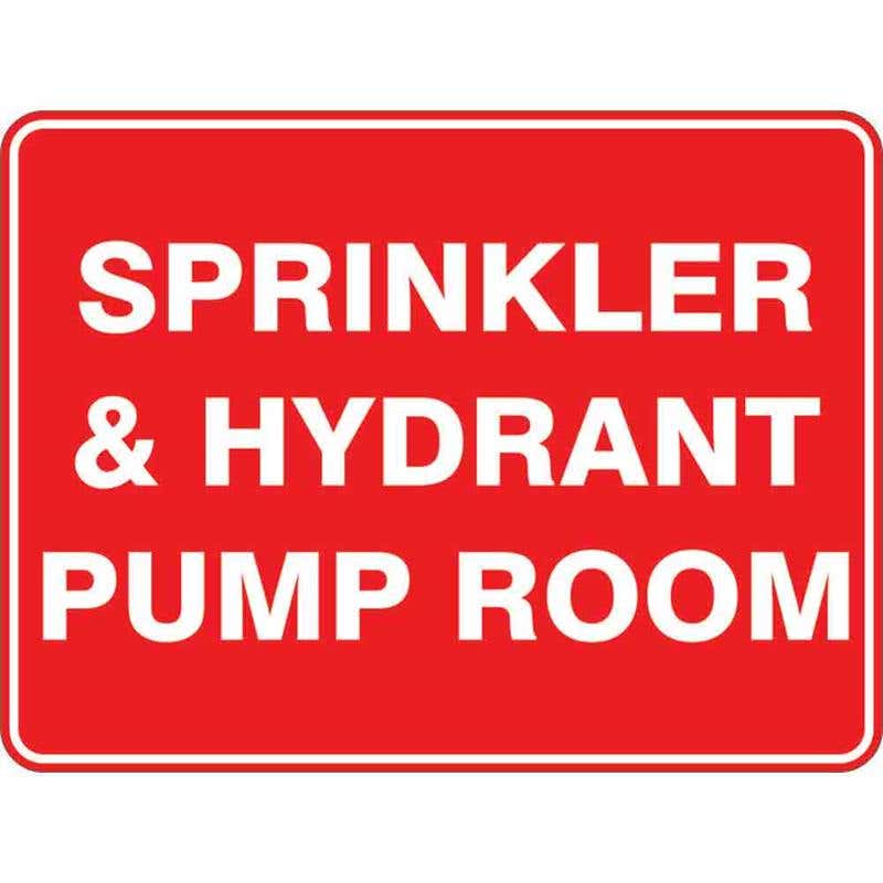 Sign SPRINKLER AND HYDRANT PUMP ROOM 300 x 225mm Fluted 60038079 FSAHP3022F