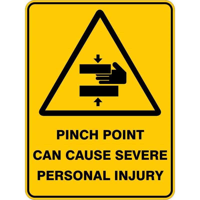 Sign WARNING PINCH POINT CAN CAUSE SEVERE PERSONAL INJURY 300 X 225mm Flute 60036099 WPIPO3022F