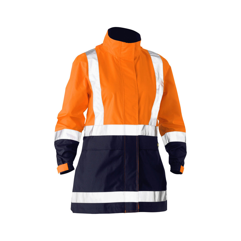 Jacket Womens Hi-Vis Recycled Rain Shell Taped Orange/Navy 18_40048171_BJL6766T_TT0518