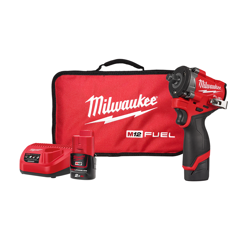 M12 Impact Wrench 1/2'' Stubby Kit 2 X 2.0AH Milwaukee 604848 M12FIW2F12202B