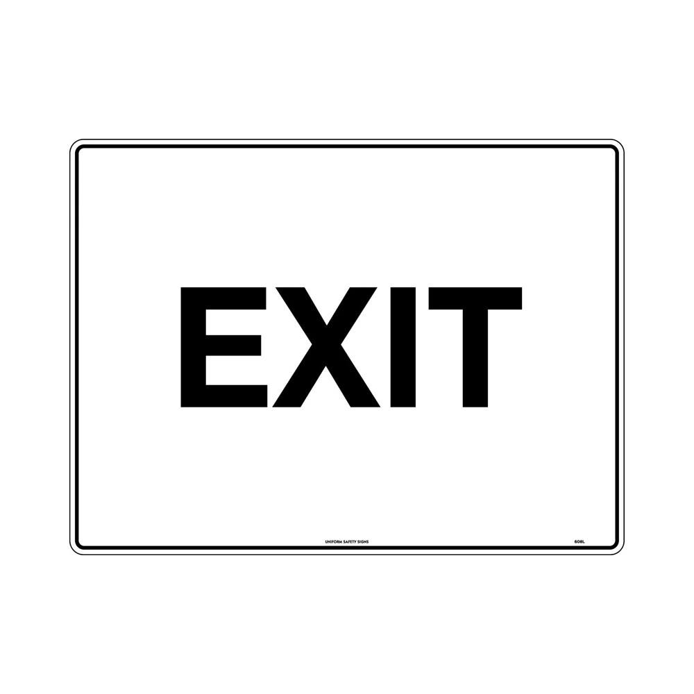 Sign 450x200mm Poly White/Black Exit_457573_608OLP