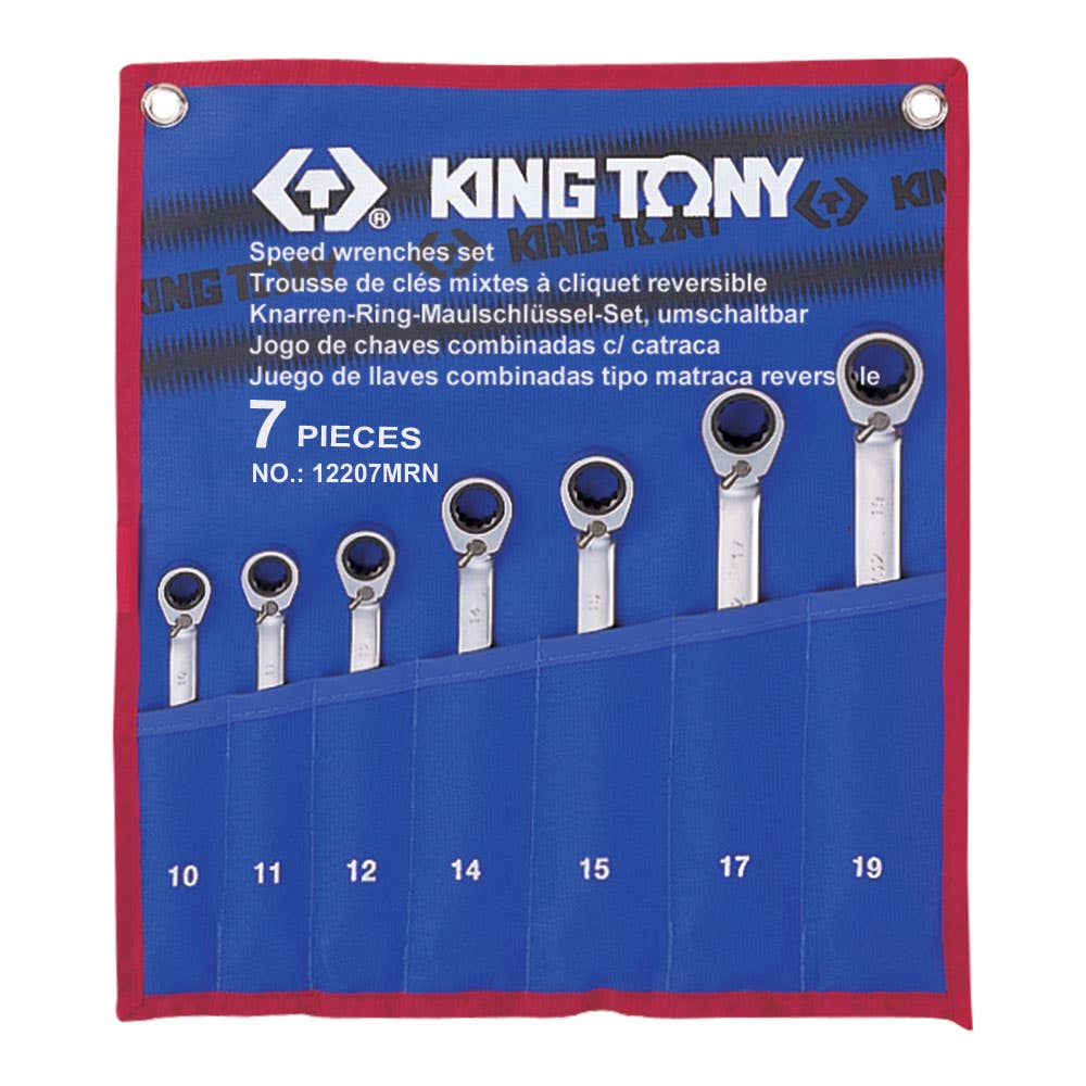 Spanner Set Combination Ratchet 10 - 19mm 7 Piece 12207MRN King Tony 61082105 12207MRN02