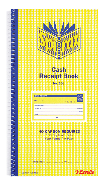 Spirax 553 Cash Receipt Book 279X144mm_34183800_55230