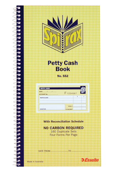 Spirax 552 Petty Cash Book 279X144mm_34183900_55229