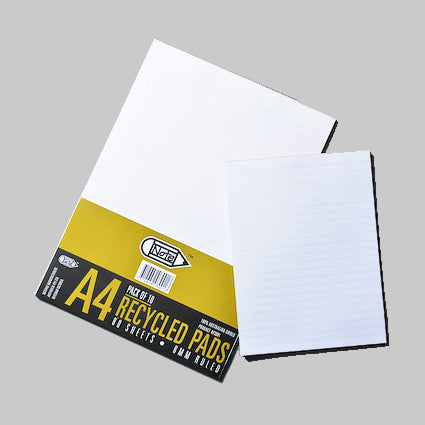 Writer Recycled Pad Ruled 50 Sheets A4 White 10 Pack_1040479_NP3006