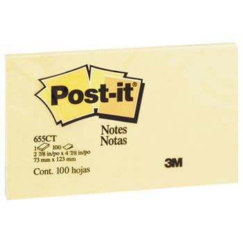 Post-It Notes 655-Ct 76X127mm Yellow 645304900 3M655-YELLOW