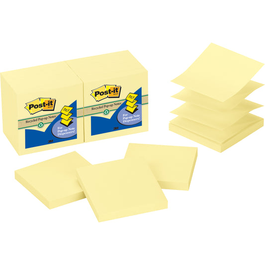 Post-It Notes R330RP-12YV Popup Recycled 76x76mm Canary Yellow Pack 12_645309000_RZ7160 x 2