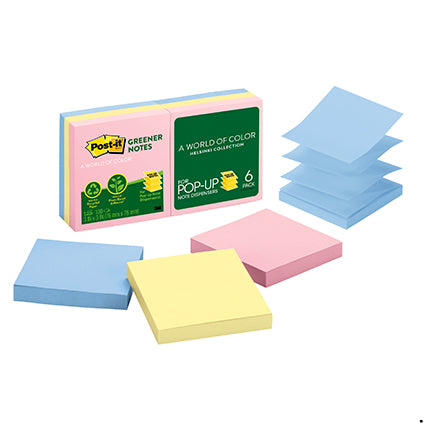 POST-IT 100% Rec Notes Popup Sprinkles 6pk 76 X 76 100 Sheets/pad_1017825_PIR330RPAP