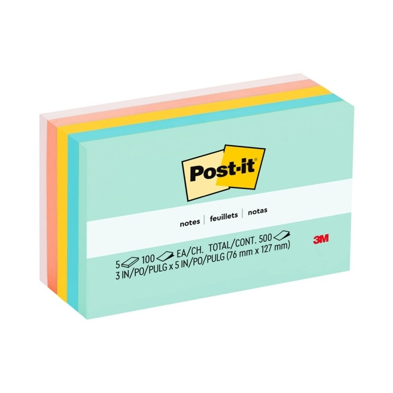 Post-It Notes 655-Ast 76X127mm Marseille Pastel Pack 5 645309800 PI655AST