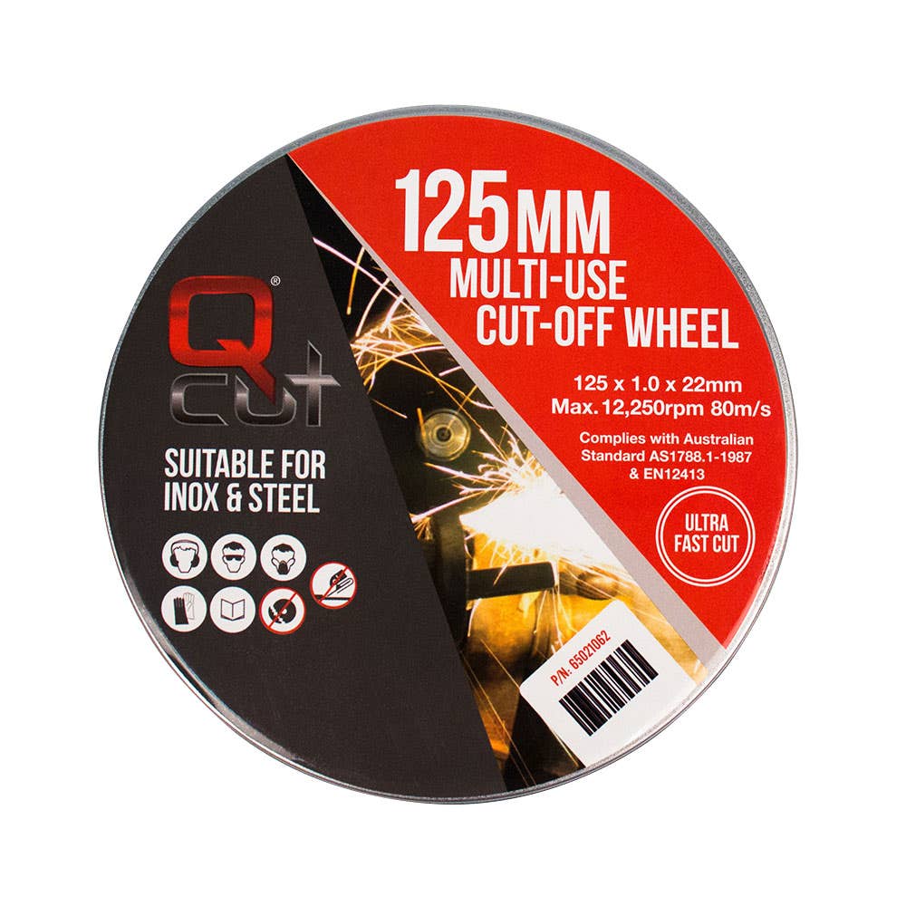 Wheel Cut Off Metal 12250rpm 125 X 1.0 X 22mm Inox Multi Purpose Qcut Pk 10 65010005 65010005