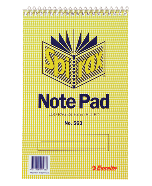 Spirax 563 Notebook Reporter 200X127mm 100 Pages_34185200_56048