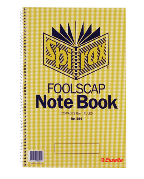 Spirax 594 Notebook Foolscap Side Open 322X200mm 120 Pages_34183500_56057