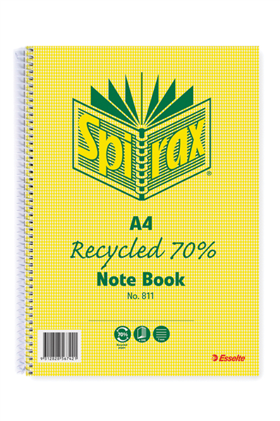 Spirax 811 Recycled Notebook A4 240 Pages 660025100 56801