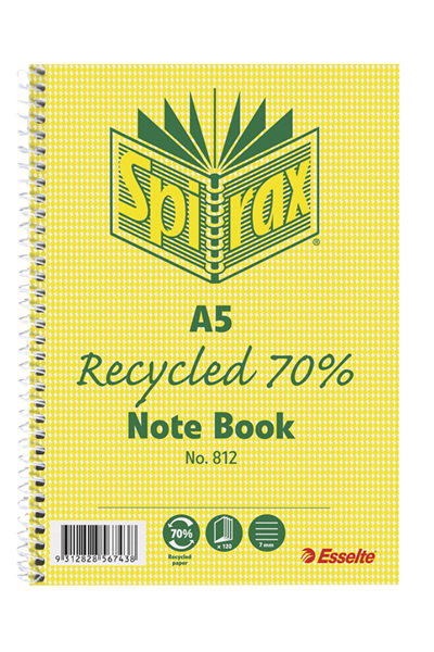 Spirax 812 Recycled Notebook A5 120 Pages 660025200 56802